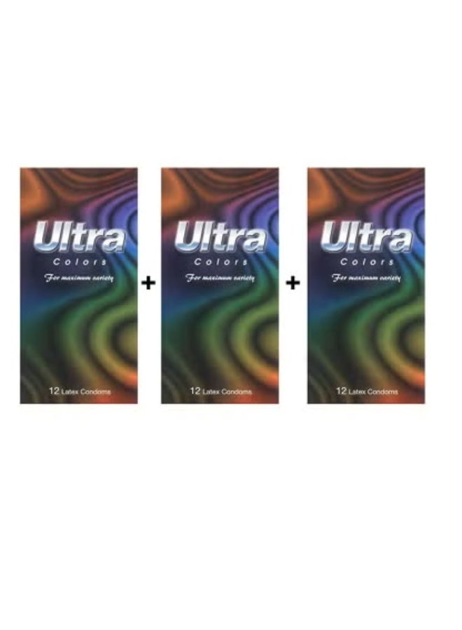 ULTRA COLORS CONDOMS 3 packs 12 each